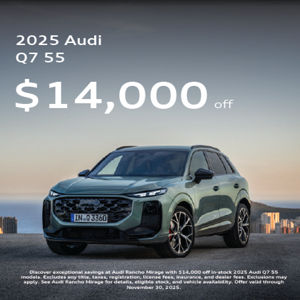 front facing 2025 Audi Q7 driving